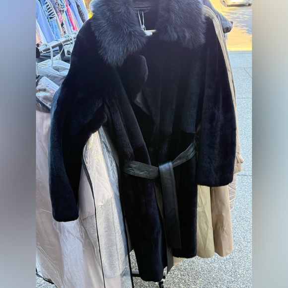 Boss Black Fur-Trimmed Coat